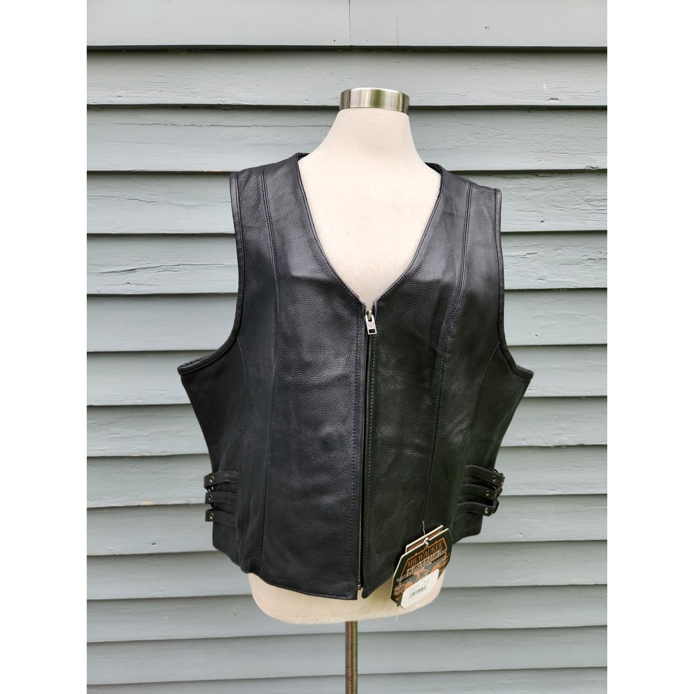Milwaukee Leather Vest Black Zip Gun‎ Pocket Adjustable Side Buckle 5XL MLL4510
